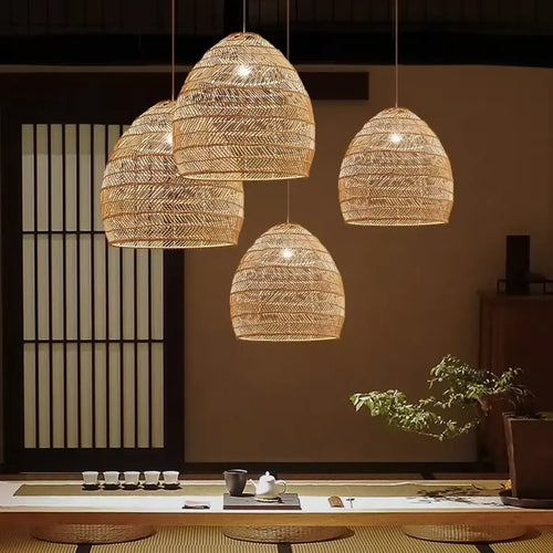 Lampe Suspendue en Rotin Tressé Naturel