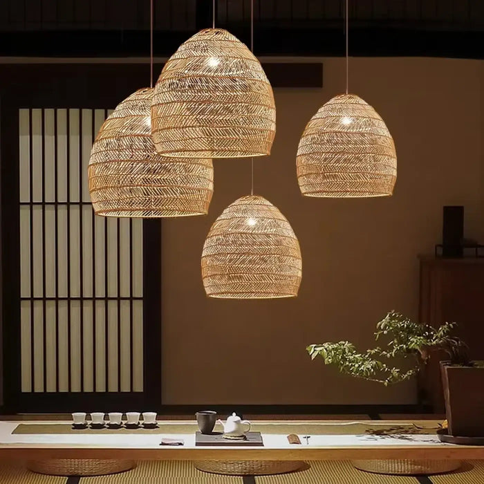 Lampe Suspendue en Rotin Tressé Naturel