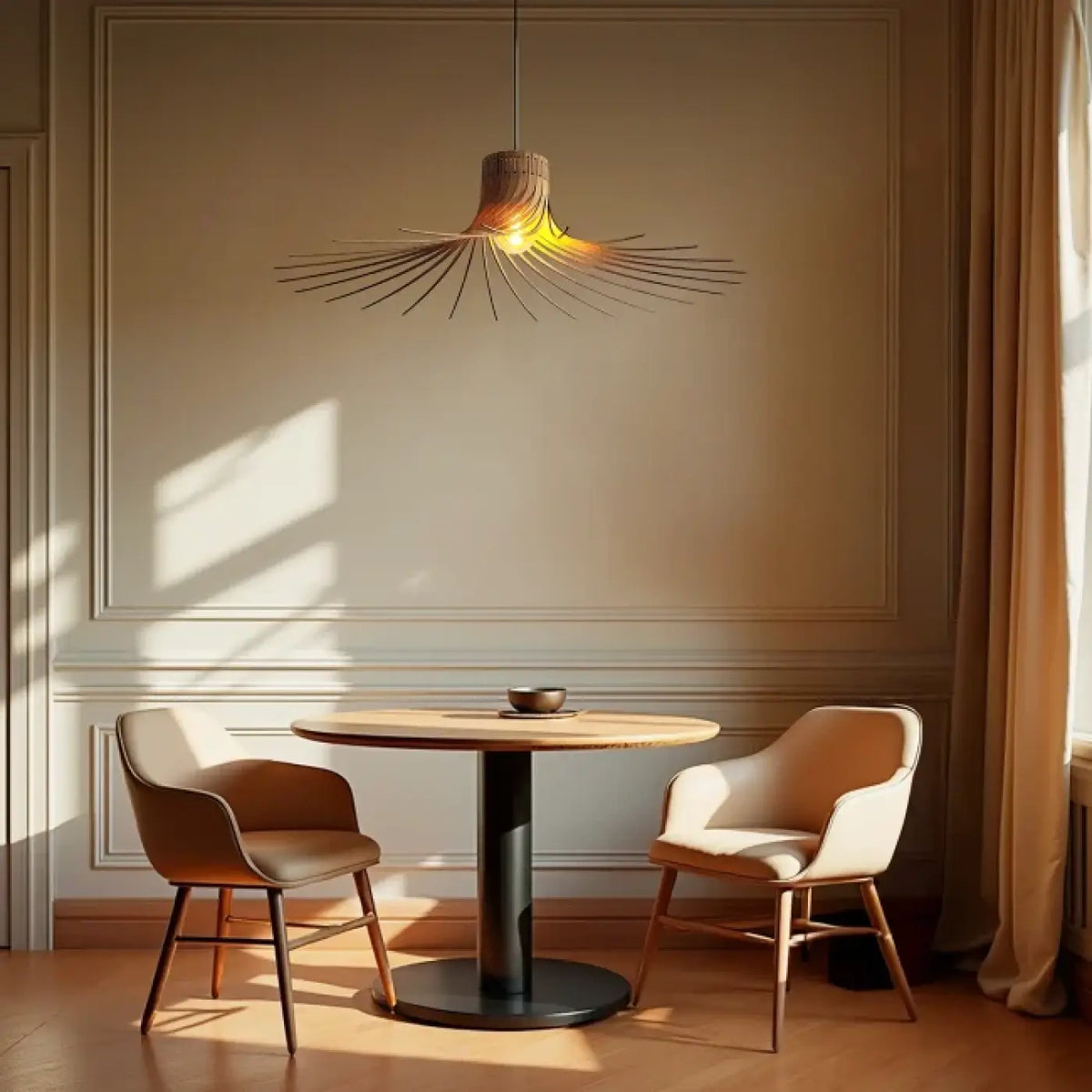 Suspension en bois Mila au design scandinave pour salon lumineux