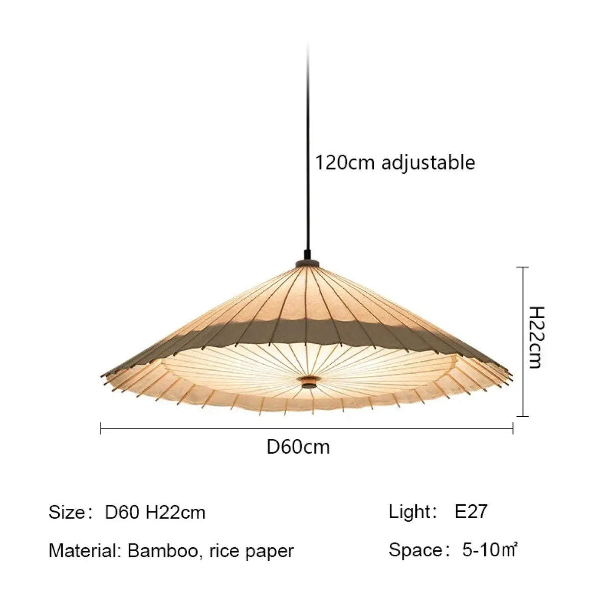 Lampe Suspendue Japonaise en Papier Naturel