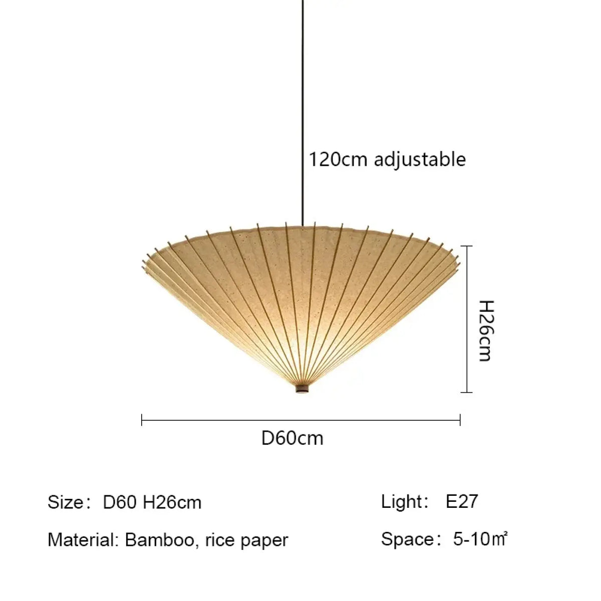 Lampe Suspendue Japonaise en Papier Naturel