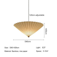 Lampe Suspendue Japonaise en Papier Naturel