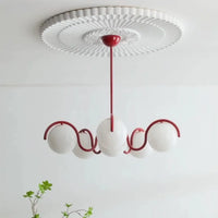Lampe Suspendue à 6 Boules Blanches avec Support Coloré