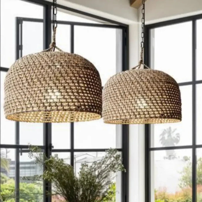 Lampe Suspendue Tissée en Osier Naturel