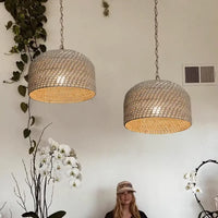 Lampe Suspendue Tissée en Osier Naturel