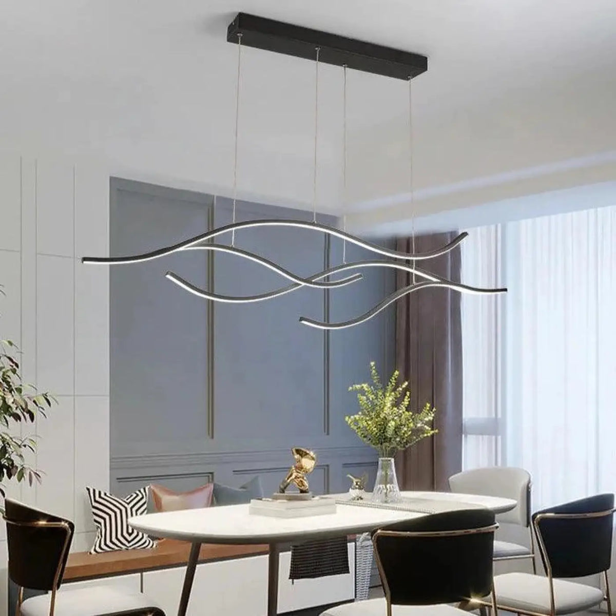 Lampe Suspendue Vague LED Dorée