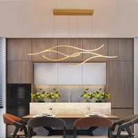 Lampe Suspendue Vague LED Dorée