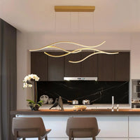 Lampe Suspendue Vague LED Dorée