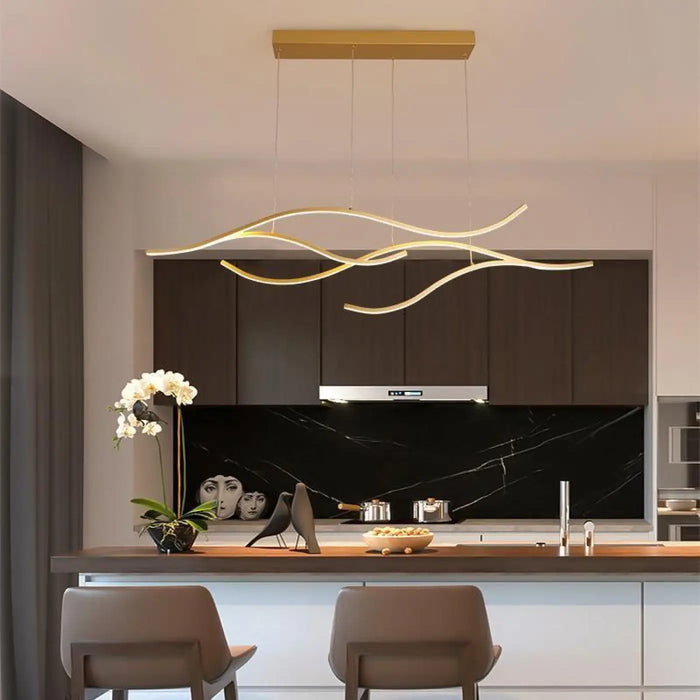 Lampe Suspendue Vague LED Dorée