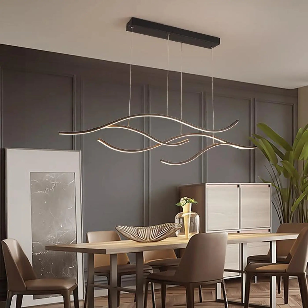 Lampe Suspendue Vague LED Dorée