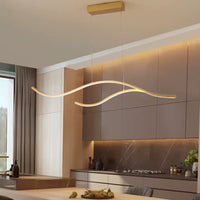 Lampe Suspendue Vague LED Dorée