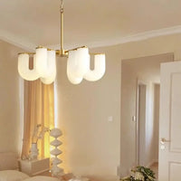 Suspension Sculpturale en Verre Blanc