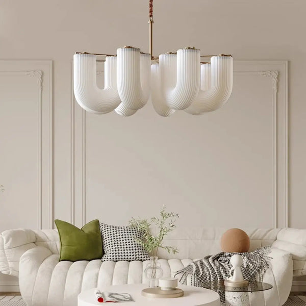 Suspension Sculpturale en Verre Blanc