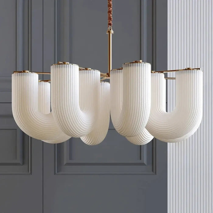 Suspension Sculpturale en Verre Blanc