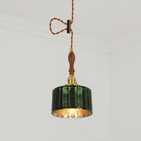 Suspension Vert Foncé Cuivre et Bois