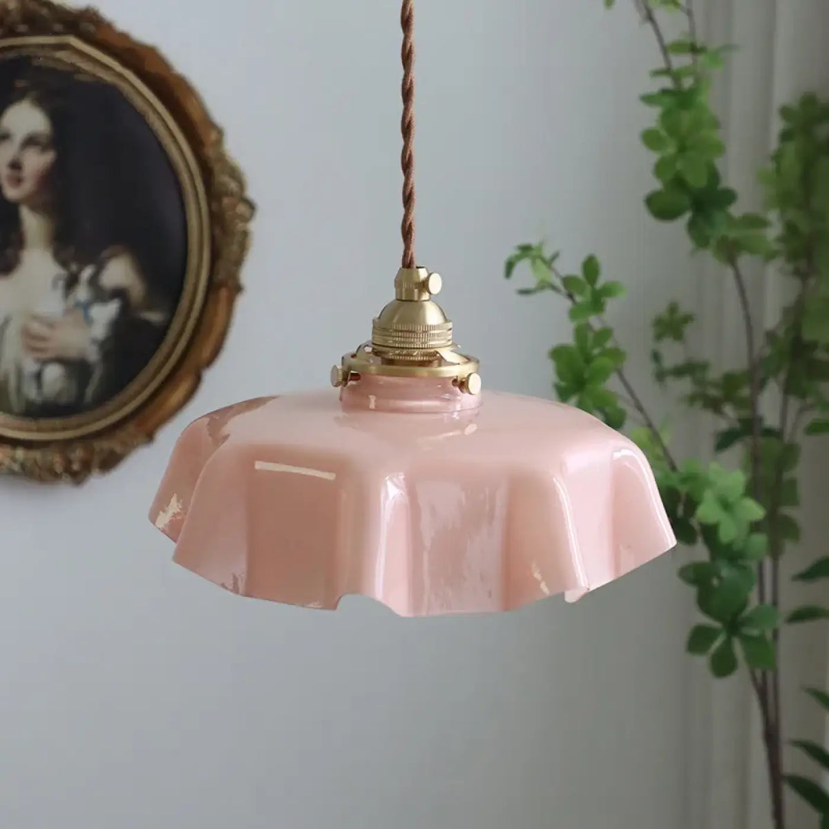 Suspension Crème en Céramique Ondulée