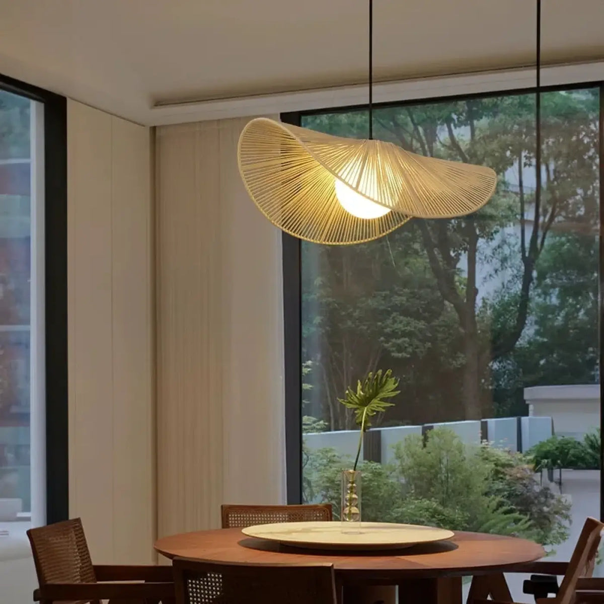 Lampe Suspendue Organique en Osier Naturel