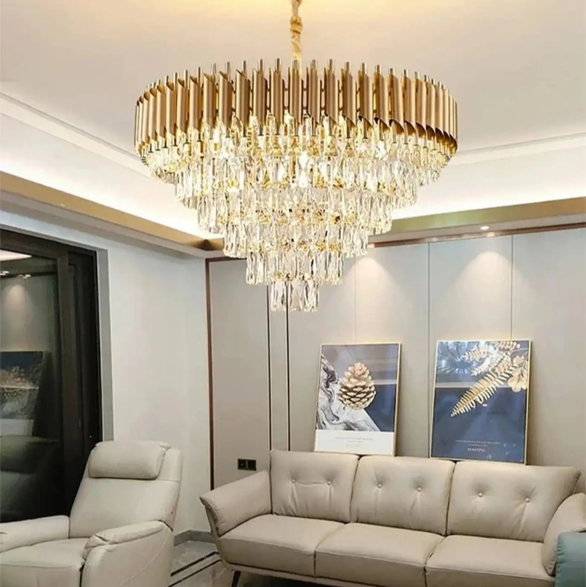 Lustre Cascade en Cristal pour Escalier