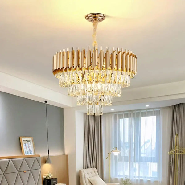 Lustre Cascade en Cristal pour Escalier