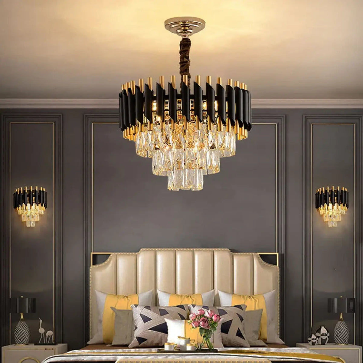 Lustre Cascade en Cristal pour Escalier