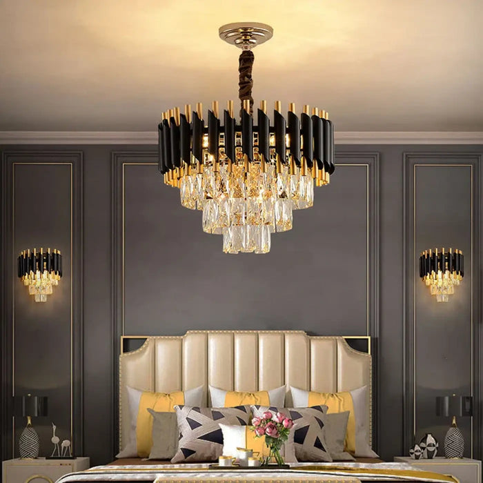 Lustre Cascade en Cristal pour Escalier