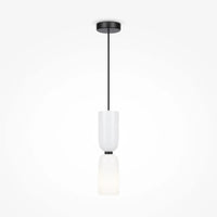 Suspension tube bicolore blanche installée en paire au chevet, vue 10