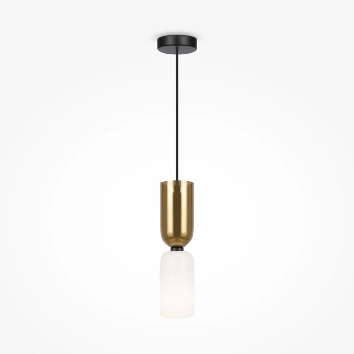 Suspension tube bicolore en verre et métal noir suspendue au plafond, vue 7
