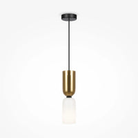 Suspension tube bicolore en verre et métal noir suspendue au plafond, vue 7