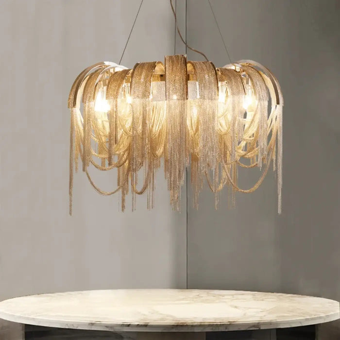 Lustre Suspendu à Franges Dorées