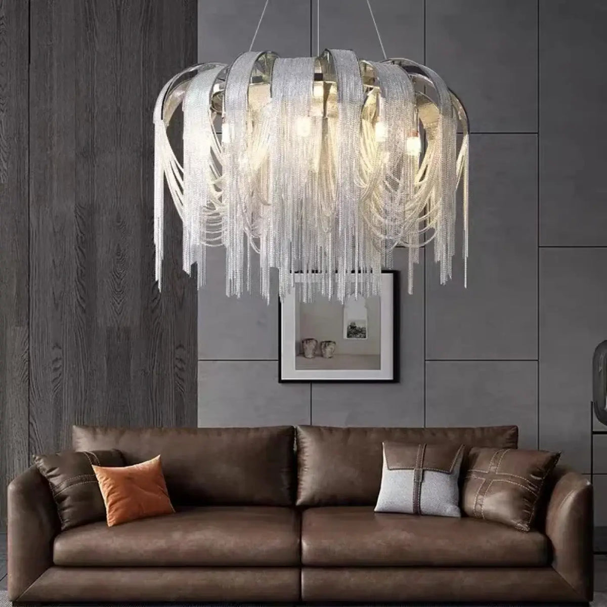 Lustre Suspendu à Franges Dorées