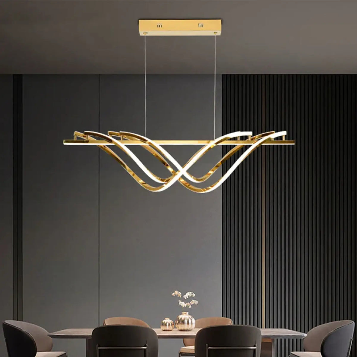 Lampe Suspendue Ondulée Dorée Design