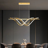 Lampe Suspendue Ondulée Dorée Design