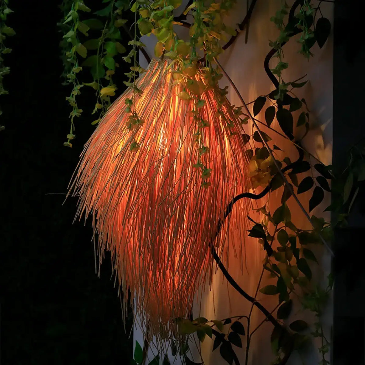 Lampe Suspendue en Raphia Effet Plume