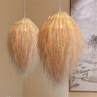 Lampe Suspendue en Raphia Effet Plume