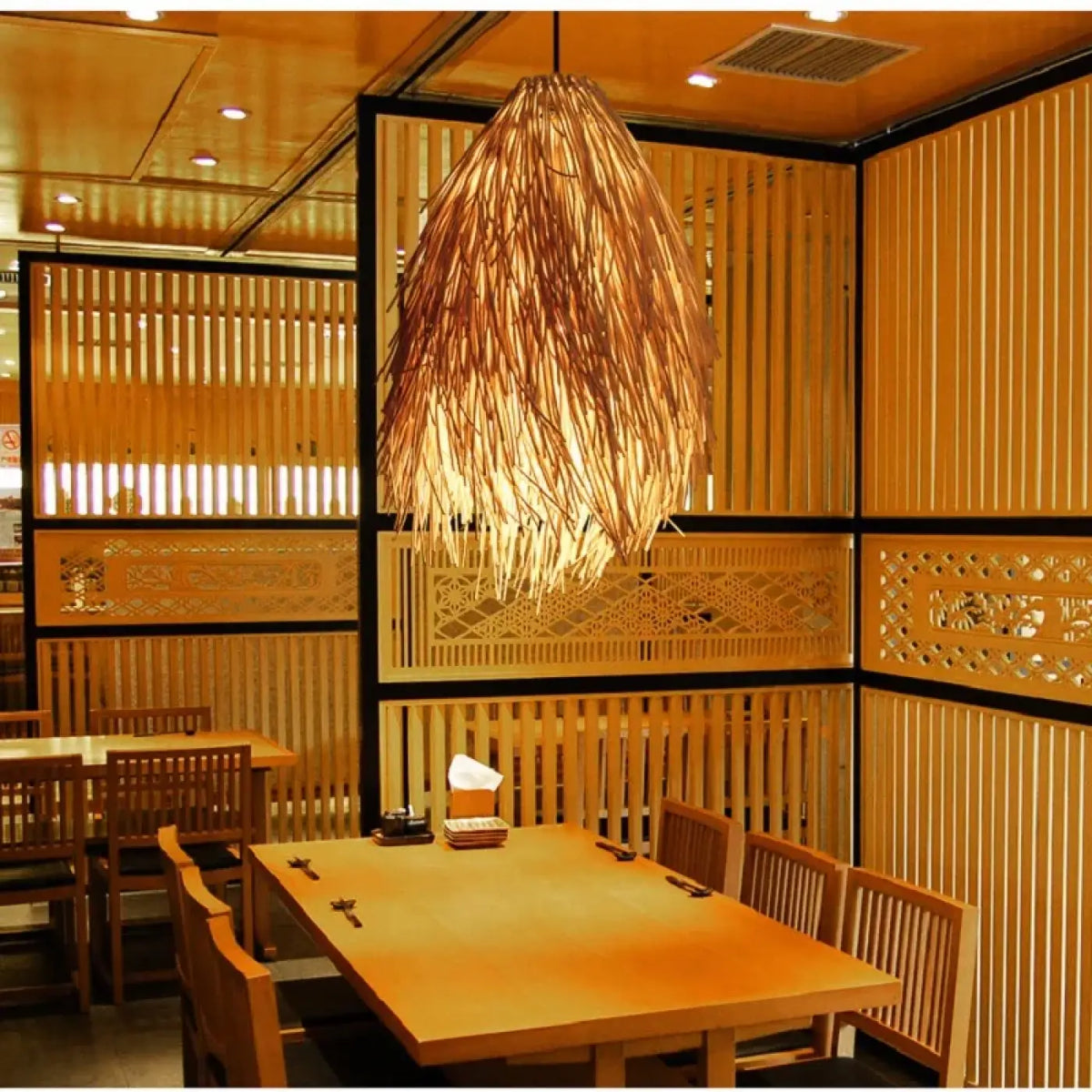 Lampe Suspendue en Raphia Effet Plume
