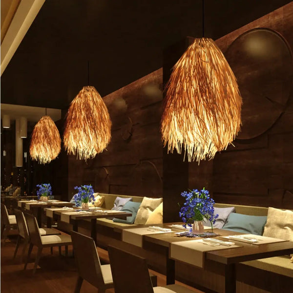 Lampe Suspendue en Raphia Effet Plume