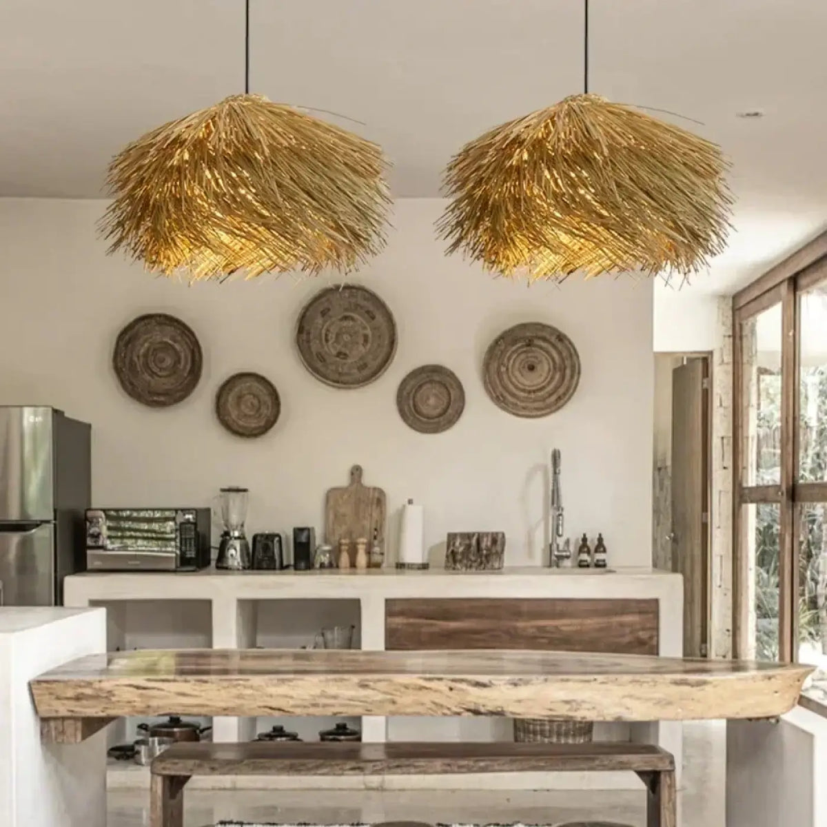 Suspension en Paille Naturelle Style Bohème Chic