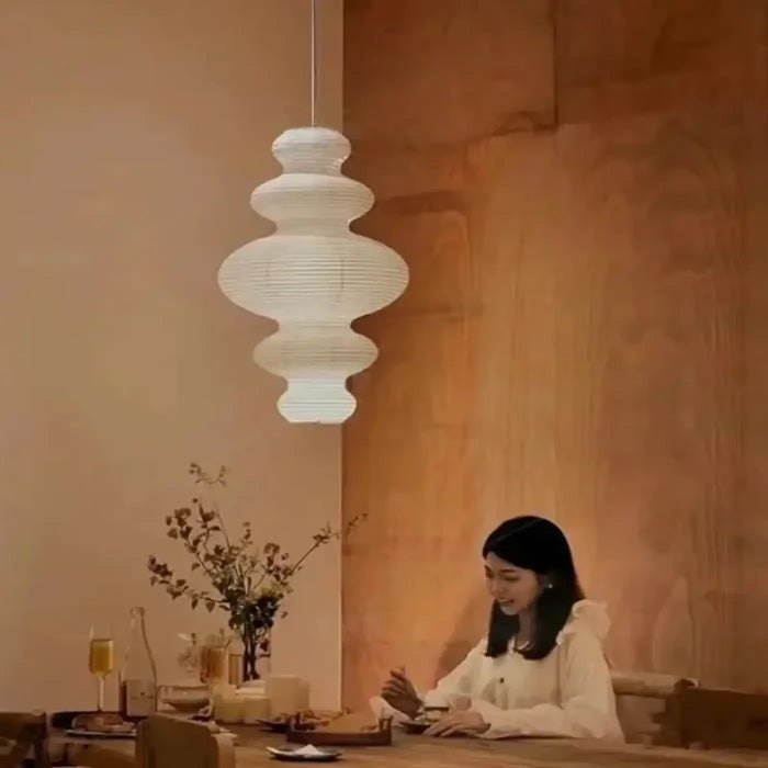 Lampe Suspendue Sculpturale en Papier Blanc