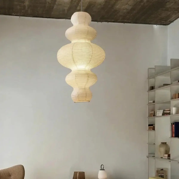 Lampe Suspendue Sculpturale en Papier Blanc