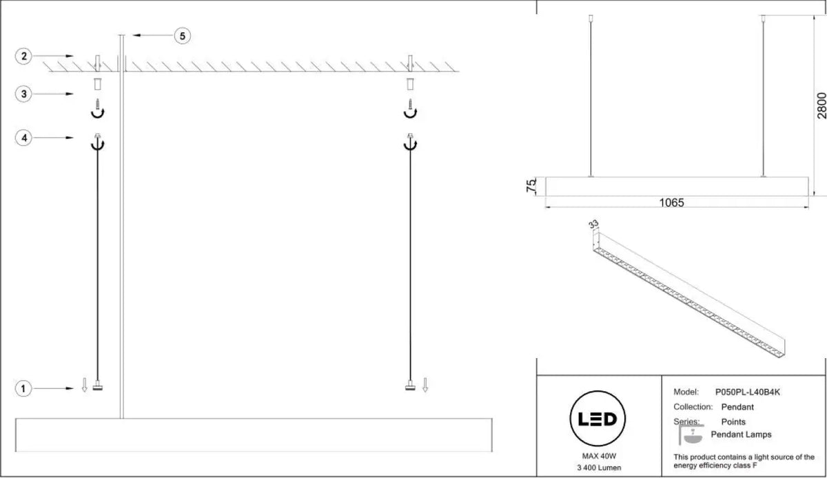 Gros plan sur les diffuseurs en verre de la suspension linéaire LED, vue 8