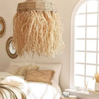 Lampe Suspendue en Raphia Naturel Bohème