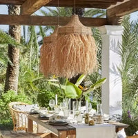 Lampe Suspendue en Raphia Naturel Bohème