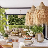Lampe Suspendue en Raphia Naturel Bohème
