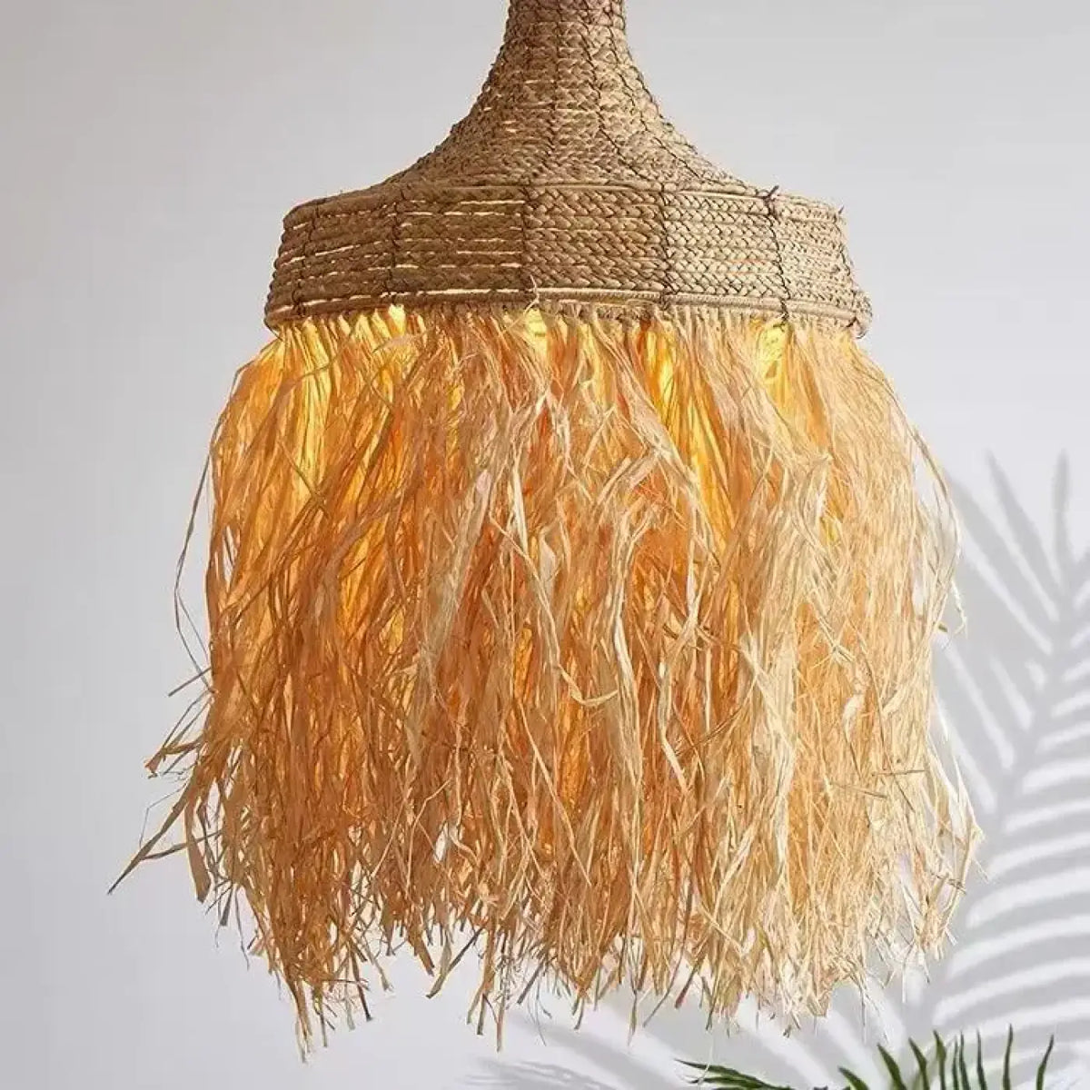 Lampe Suspendue en Raphia Naturel Bohème