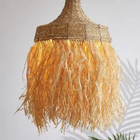 Lampe Suspendue en Raphia Naturel Bohème