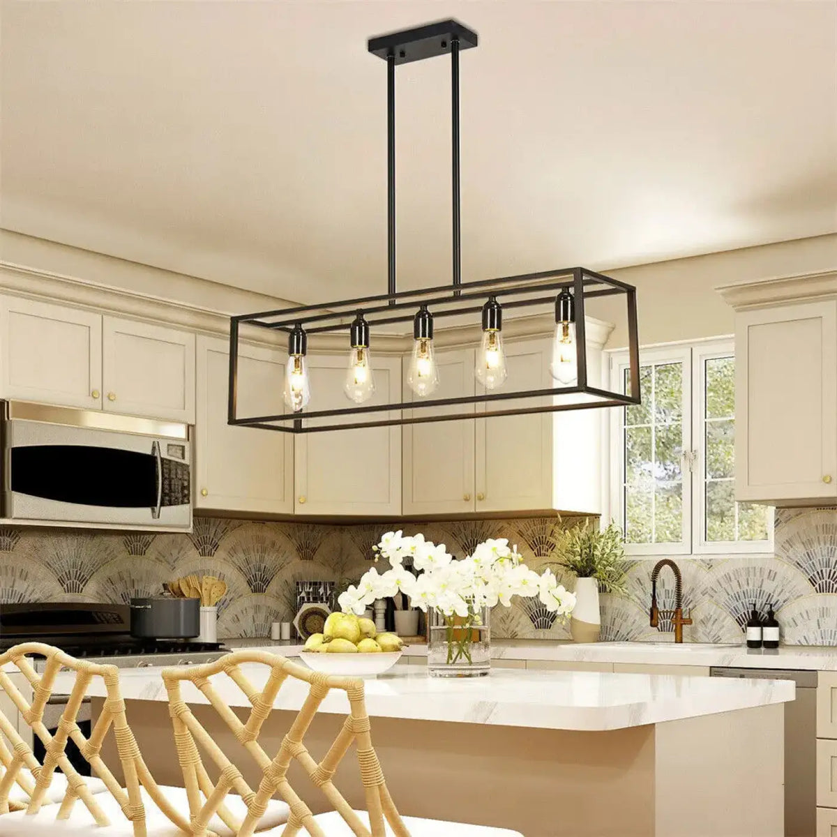 Lampe Suspendue Métal Rectangulaire pour Salle à Manger
