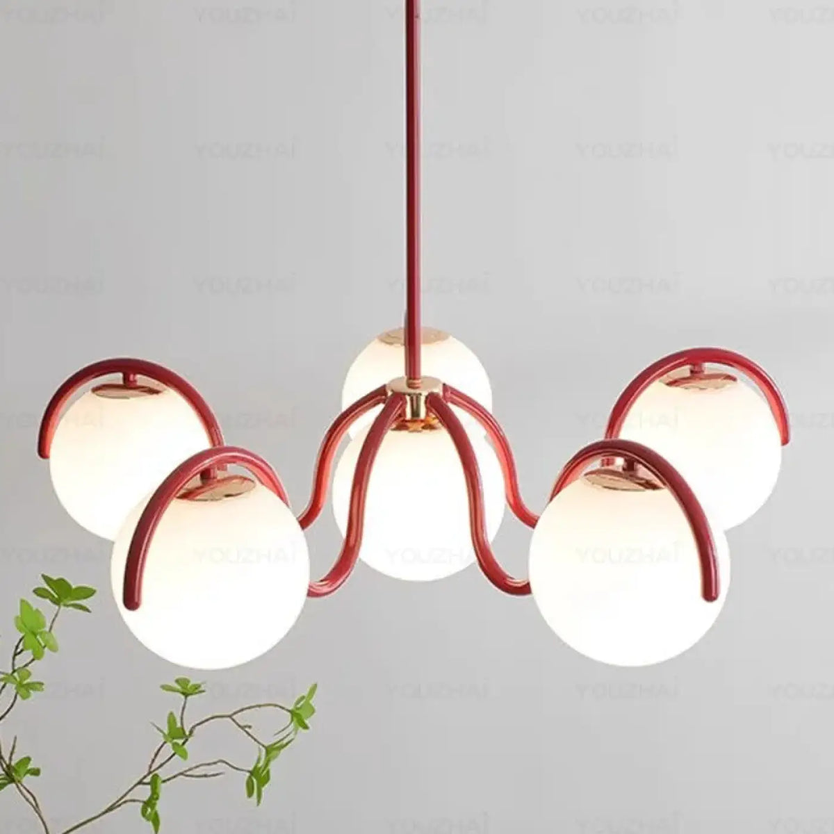 Lampe Suspendue Rétro à Six Globes Colorés