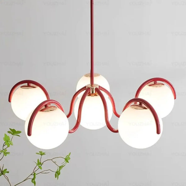 Lampe Suspendue Rétro à Six Globes Colorés