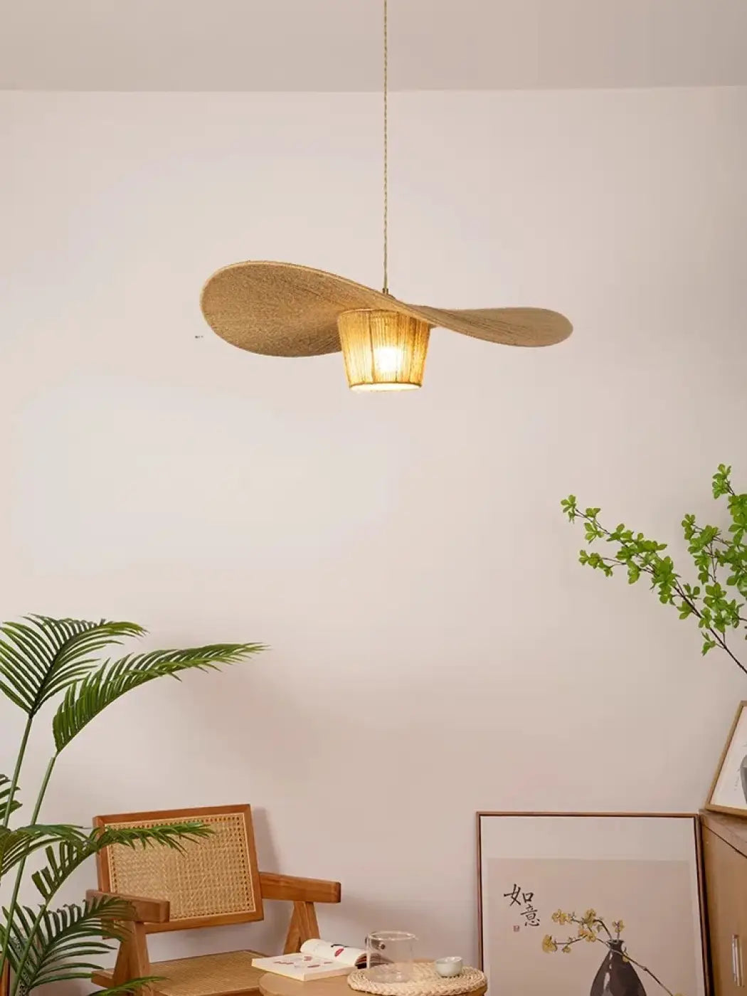 Lampe Suspendue en Rotin Forme Aile
