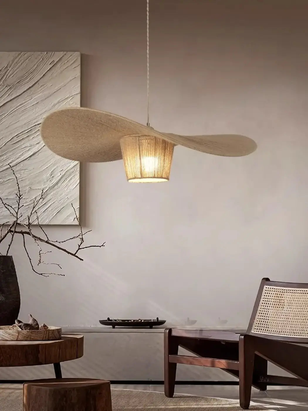 Lampe Suspendue en Rotin Forme Aile